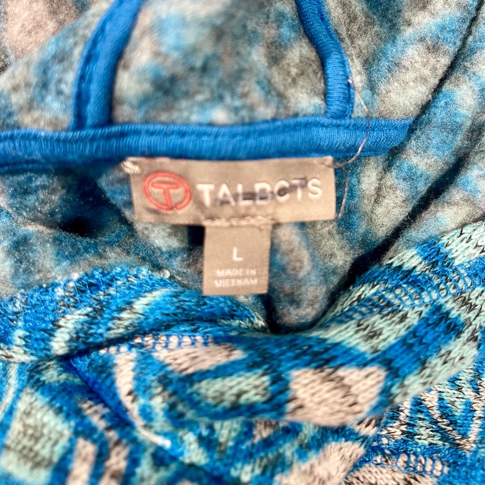 TALBOT Fleece Hoodie, Long Sleeve, Blue/Turquoise Size L - Picture 2 of 13